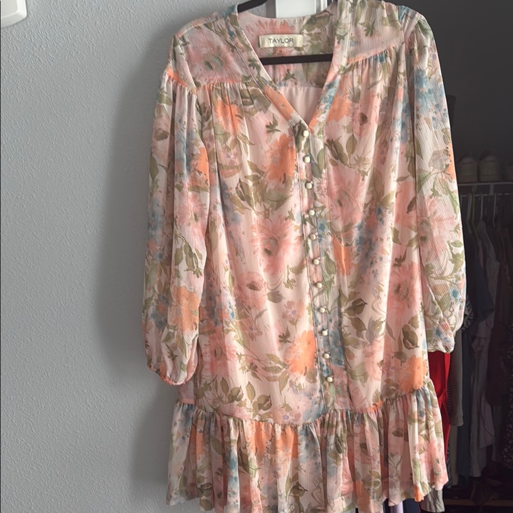 Taylor Pastel Floral Ruffle Dress